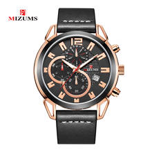 MIZUMS-reloj militar de cuarzo para hombre, cronógrafo con correa de cuero, resistente al agua, de negocios, indicador de fecha 2024 - compra barato