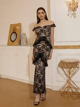 Angel-fashions/многослойное кружевное вечернее платье русалки с открытыми плечами и цветочным принтом; Цвет Черный; 545 2024 - купить недорого