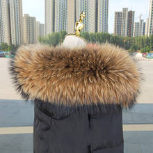 Jkp-Cuello de piel de mapache 100% natural, utilizado para chaqueta de plumón, bufanda de mapache real cálida de lujo, chal, bufanda grande para mujer, chaqueta para hombre 2024 - compra barato