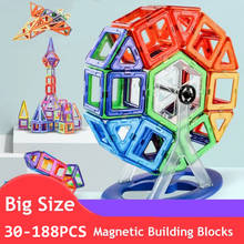 Магнитный конструктор 30-188 шт., большой конструктор, треугольник, колесо обозрения, магнитные строительные игрушки для детей, подарки 2024 - купить недорого