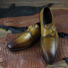 Sipriks-zapatos de vestir Goodyear para hombre, calzado Formal de cuero genuino Vintage con correa de monje, con suela de cuero de lujo, talla grande 46 2024 - compra barato