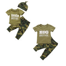 Pudcoco Baby Summer Clothing Infant Baby Boys Clothes Sets Brother Letter Short Sleeve Romper/T Shirts+Pants Hats Clothes Outfit 2024 - buy cheap