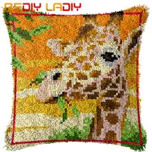 Latch Hook Kits Make Your Own Cushion Giraffe Sunset Printed Canvas Crochet Pillow Case Latch Hook Cushion Cover Hobby & Crafts 2024 - buy cheap