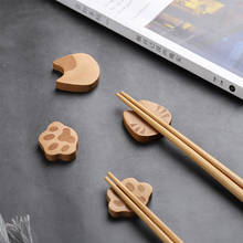 Japanese Style Pointed Primary Color Beech Chopsticks Wooden Cat  Chopstick Rest Kitchen Cartoon Tableware 2024 - buy cheap