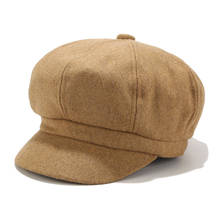 Chapéus de inverno auutmn, chapéus para mulheres, de lã sólida, boné octagonal simples, para meninos e mulheres, chapéu casual, boina painter z115 2024 - compre barato