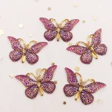 Shiny 20pcs Resin Colorful Crystal Butterfly Flatback Rhinestone 1 Hole DIY christmas Appliques Craft S11 2024 - buy cheap