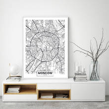 Wall Art Decor Moscow City Map Poster Canvas Art Prints Modern Minimalist Art Painting Black and White Picture for Living Room 2024 - buy cheap