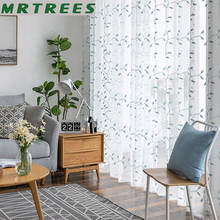 MRTREES Embroided Leaves  Sheer Curtains For Kitchen Living Room Tulle Window Sheer Voile Drapes Screening Treatment 2024 - buy cheap