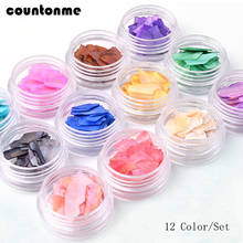 12 cores/conjunto 3d arte de unha concha flocos decoração irregular concha abalone gel uv deslizante fatia de lantejoulas decalque de manicure 2024 - compre barato