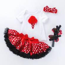 Summer Baby Girls Festival Clothing Cartoon Short Sleeve Romper Polka Dot Skirt Toddler Shoes Three-piece Sets with Headwear 2024 - buy cheap