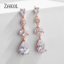 ZAKOL Classic Romantic AAA Water Drop Cubic Zirconia Copper Alloy Earring Luxury Elegant Wedding Long Dangle Earrings FSEP5069 2024 - buy cheap
