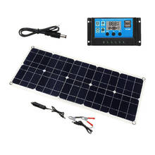 Painel solar de bateria dupla, 100w, 18v, carregador + 30 pwm controlador solar para barco, carro, casa, acampamento, caminhadas, 30a 2024 - compre barato