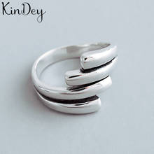 Kindey anéis grandes irregulares com cor prateada, para mulheres, joias de noivado, para meninas, anéis de dedo abertos 2024 - compre barato