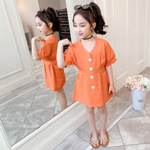 2020 New Girl Dress Fashion Solid Kids Dresses For Girls Summer Kids Clothes Cute Elegant Dress For Girls 4 6 8 9 10 11 12 Years 2024 - buy cheap