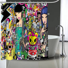 Tokidoki-cortina de baño de poliéster con patrón personalizado, visillo de ducha impermeable, bricolaje, pantalla impresa, gran oferta 2024 - compra barato