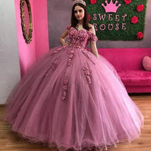 Quinceanera Dresses with 3D-Applique Sweetheart Off Shoulder Prom Dresses Long Tulle Bride Vestidos De 15 años 2020 2024 - buy cheap