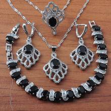 Russian Style Black Zircon Jewelry Sets For Women Wedding Earrings Necklace Set Rings Bracelet Birthday Gift  JS0621 2024 - buy cheap