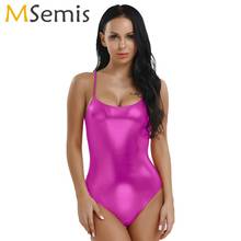 Women Sexy Lingerie Spaghetti Straps U-back Holographic Body Suit Wet Look Thong Leotard Leather Bodysuit Club Exotic Dancewear 2024 - buy cheap