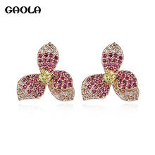 GAOLA-pendientes Multicolor para mujer y niña, aretes colgantes de flor de circón de cristal transparente, joyería, GLE7924 2024 - compra barato