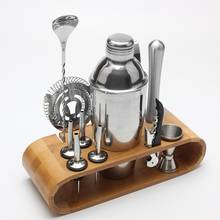 12pcs/set Stainless Steel Cocktail Shaker Bar Set Wine Drinking Mixer Boston Style Shaker Party Bar Tool with Bamboo Stand 2024 - buy cheap
