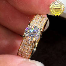 Anillo de diamante de moissanita de 1 quilate, oro sólido de 18K, color D, VVS con certificado nacional 060 2024 - compra barato