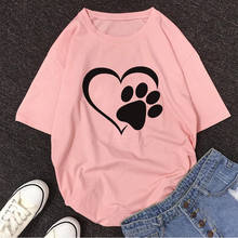 2020 Summer Casual Vintage Tshirt New Devil's Claw Cute Love Dog Paw Print T Shirt Women Fashion Top Shirt Female T-shirt Tumblr 2024 - buy cheap