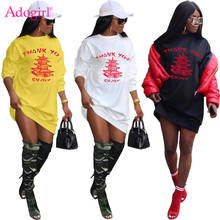 Adogirl Thank You Letter Tower Print Sweater Dress 2020 Autumn Winter Long Sleeve Loose Casual Mini Casual Dresses Streetwear 2024 - buy cheap