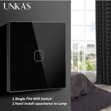 UNKAS-interruptor inteligente de luz táctil con WIFI, cambio de trabajo con Alexa/Google, aplicación para hogares, control remoto inalámbrico, Panel de cristal para pared 2024 - compra barato