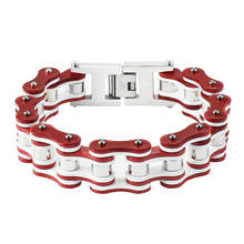 Pulsera de acero inoxidable para hombre y mujer, brazalete de cadena de bicicleta de motor, color rojo y blanco, 316L 2024 - compra barato