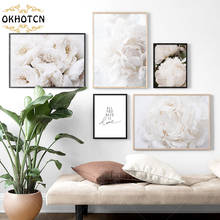 Póster de peonía blanca para decoración de pared, lienzo de pintura de flores, cuadro moderno para el hogar, impresión Hd 2024 - compra barato