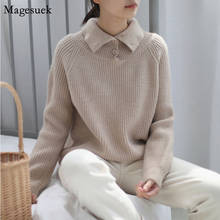 Jumper Korean Vintage Sweater Autumn Winter Woolen Loose Turtleneck White Sweater Casual Knitted Sweater Women Pullover 11745 2024 - buy cheap