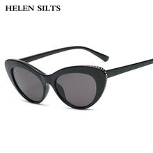 Óculos de sol tipo olho de gato, óculos de sol da moda, feminino, sexy, vintage, com strass, uv400, h112 2024 - compre barato