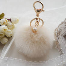 Cute Fluffy Keychain Bag Pendant Car Rabbit Fur Pompom Keychain Ball Ornaments Key Ring Chain Copri Chiave 2024 - buy cheap