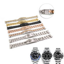Rolamy-eslabones de tornillo de extremo curvo sólido, 20mm, cierre de deslizamiento, correa de acero para reloj Rolex OYSTER Style Daytona GMT Submariner 2024 - compra barato