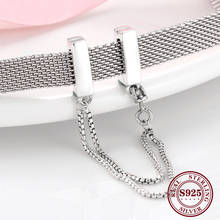 2020 Fashion 925 Sterling Silver Square Clips Safety Chain Beads Fit Original Reflection Clip Charm Bracelet DIY Jewelry 2024 - buy cheap