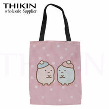 THIKIN Cartoon Sumikko Gurash Women Canvas Shopping Bag Popular Anime Linen Eco Cloth Bag for Lady Fashion Shoulder Bag Reusable 2024 - buy cheap