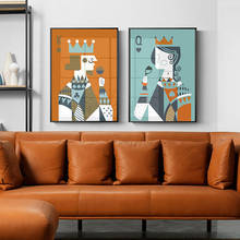 Abstract Poker Card King & Queen Drinking Poster Print Canvas Painting Wall Art Picture Living Room Bedroom Interior Home Decor 2024 - buy cheap