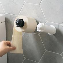 Toilet Paper Holder Cat Kitchen Roll Holder Adhesive Wall Towel Rack Creative Bathroom Tissue Hanger 2024 - buy cheap