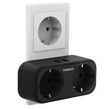 TESSAN-regleta de enchufe europeo con 2 puertos USB, 2 enchufes de pared, adaptador de cargador de energía para casa y oficina, enchufe tipo E/F 2024 - compra barato