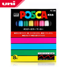 Mitsubishi Uni Posca PC-3M маркер для краски-тонкая Tip-0.9mm-1.3mm 8 видов цветов/художественные маркеры в коробке офисные и школьные принадлежности 2024 - купить недорого