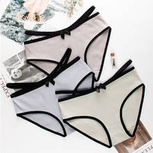 Wasteheart Fashion Gray Cotton Bow Low Waist Straps Women Panties Underwear Lingerie Women Briefs 3 Piece 3 Color Underpants 2024 - buy cheap