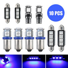 10pcs 12V T10 BA9S 28mm 35mm 41mm Blue Bulb Error Free Interior SMD LED Light Bulbs Reading Lamp Car Interior Dome Map Light 2024 - buy cheap
