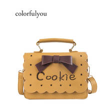 Women Cookie Bags PU Leather Handbag for Ladies Shoulder Bags Cute Bow Sweet Girl Mini Embroidery Letters Messenger Bags 2021 2024 - buy cheap