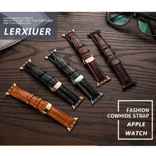 Leather strap For Apple watch band 44 mm 38mm Iwatch 5 4 3 correa apple watch 42mm 40mm Butterfly buckle bracelet watchband belt 2024 - buy cheap