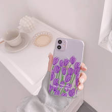 Retro Art Clear Purple Tulip Flowers Phone Case For iPhone 11 Pro Max X Xs Max XR 7 8 Puls SE 2020 Cases Soft TPU Cover 2024 - buy cheap