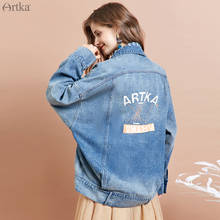 ARTKA 2020 Spring New Women Denim Jacket Fashion Letter Print Streetwear Jacket Shredded Oversize Denim Jackets Women WN10094Q 2024 - buy cheap