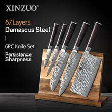 XINZUO-Juego de cuchillos de Chef de utilidad, 67 capas de acero inoxidable Damasco, excelente bloque de madera de Acacia, juego de cuchillos de cocina, 6 uds. 2024 - compra barato