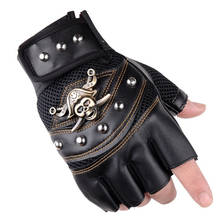 2020 Pirate Captain PU Leather Fingerless Gloves Men Women Skulls Rivet Hip Hop Gym Gloves Female Moto Half Finger Men's Gloves 2024 - buy cheap