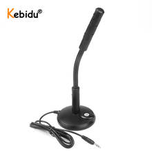 Kebidu mini microfone para computador, portátil, com suporte, ajustável, 3.5mm, usb, discurso de estúdio 2024 - compre barato