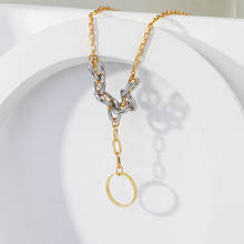 Lifefontier design exclusivo círculo geométrico pingente de corrente longa colar para mulher cor de ouro caixa correntes colares gargantilha jóias 2024 - compre barato